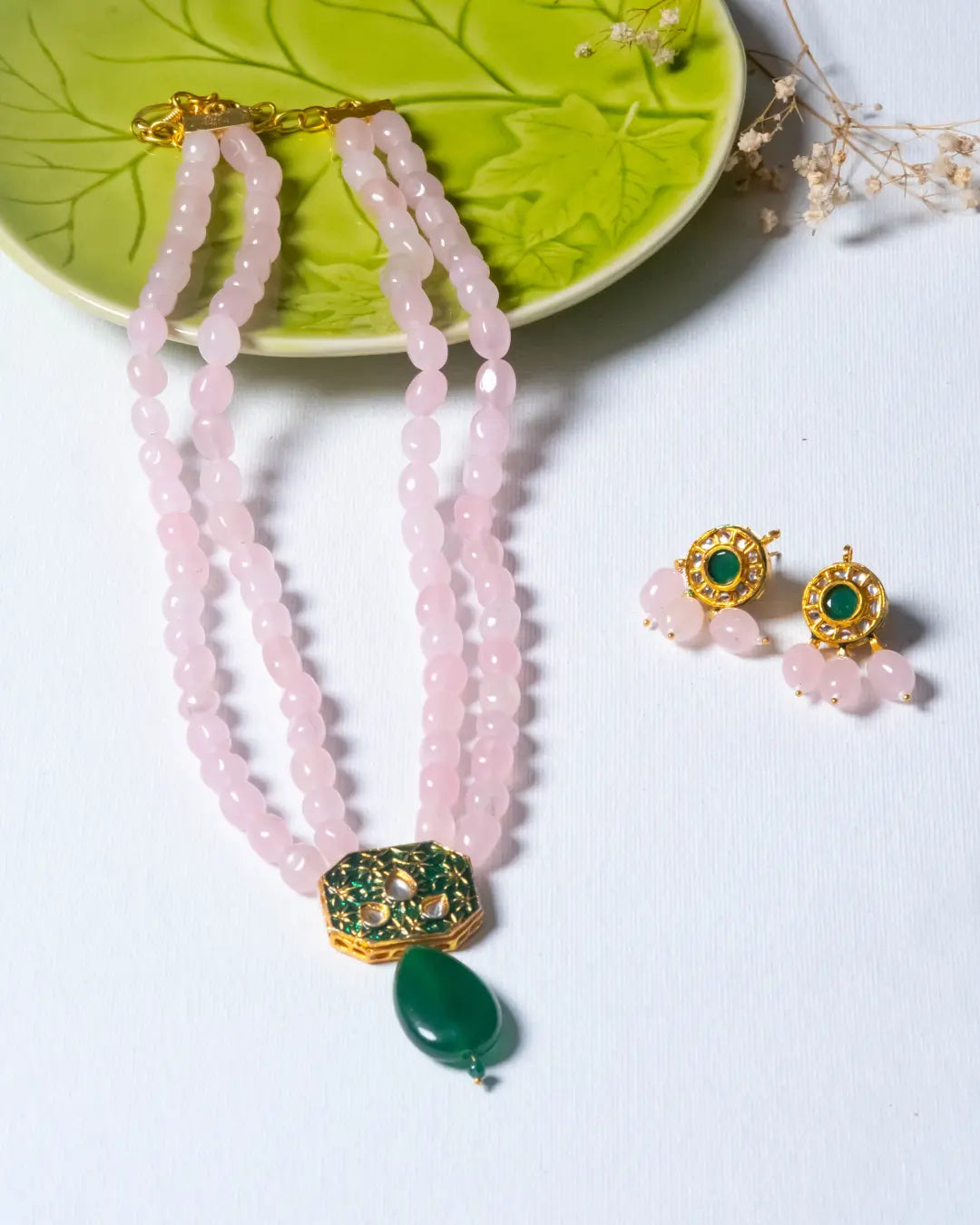 Rose Quartz Jade Pendent Necklace