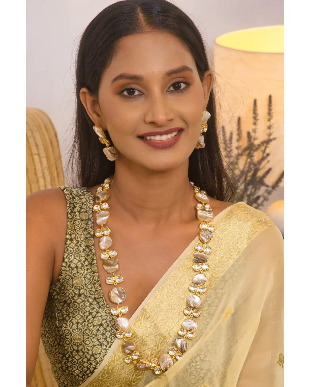 2 In Combo Set Gorgeous Mother of Pearl Long and short Necklace