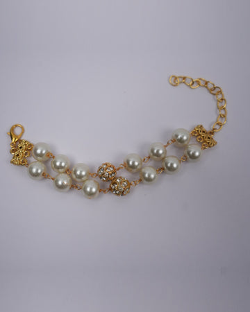 2 Line Pearl Crystal  Bracelet