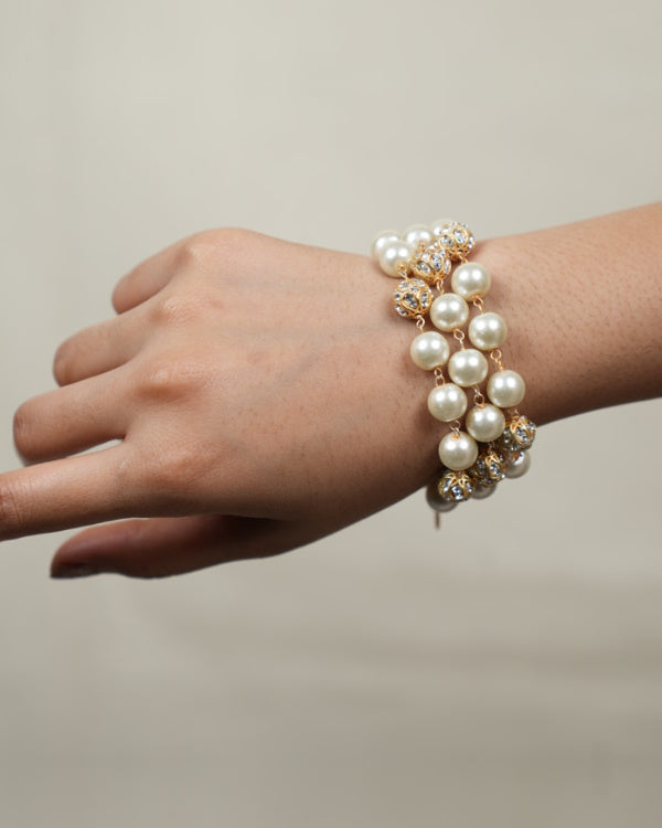3 Line Pearl Crystal Bracelet-Women's fashion jewellery online