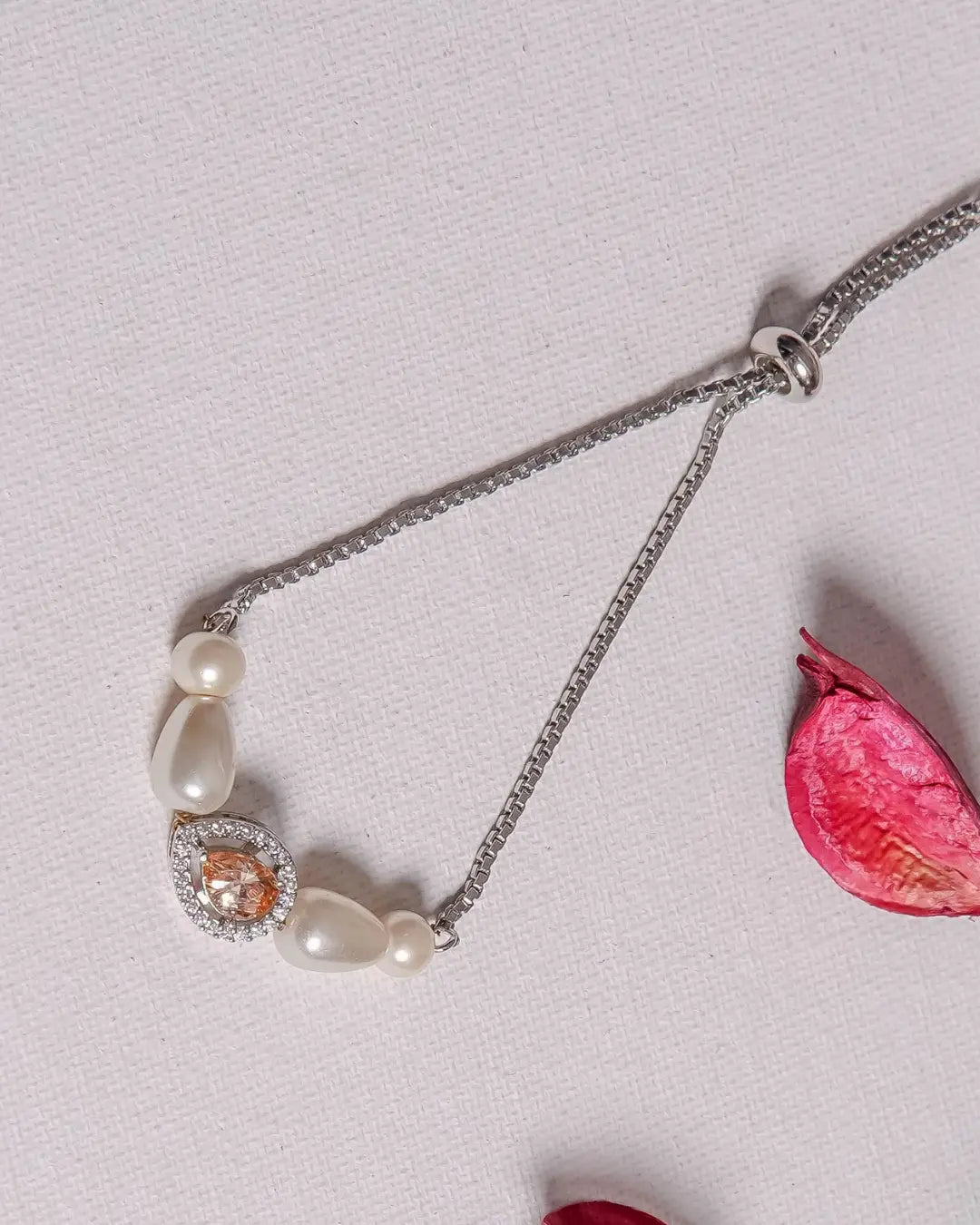 Citrine Crystal Radiant Pearl Bracelet