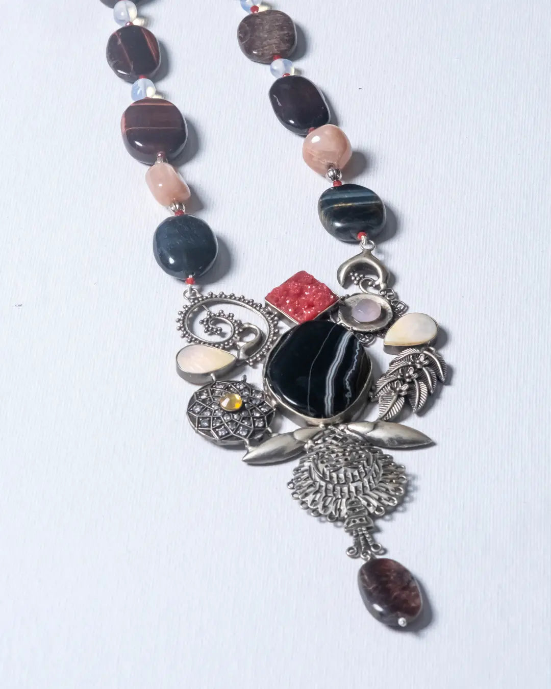 Bold Brown Black Agate Stone Necklace