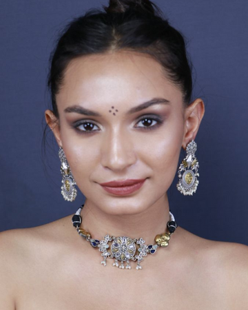 Exquisite oxidized silver choker