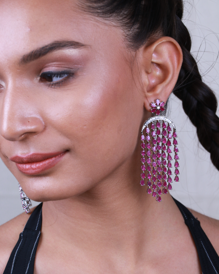 Ruby Chandelier Earrings-Women's fashion jewellery online
