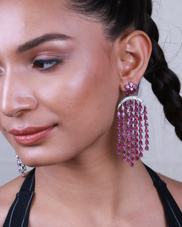 Ruby Chandelier Earrings-Women's fashion jewellery online