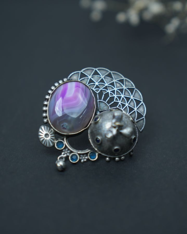 Bold fusion oxidized silver ring