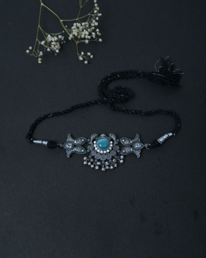 Oxidized silver choker