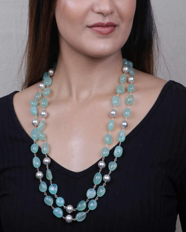 2 Line Green Jade Necklace-Women's fashion jewellery online