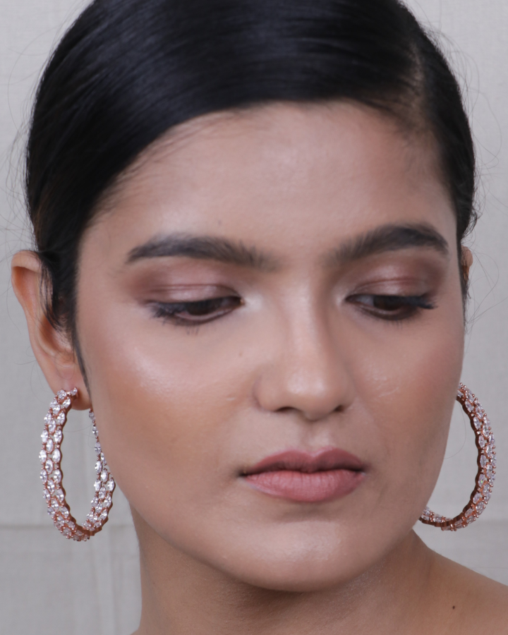 Auric 3 line Zircon Loop Earring Womens fashion jewellery online