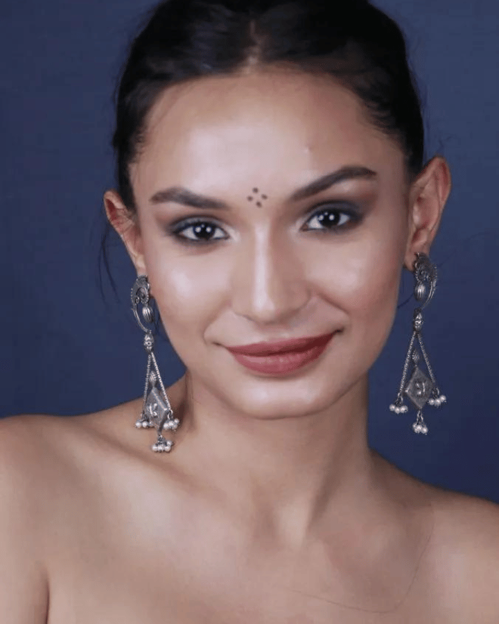 Long dangling oxidized silver earrings