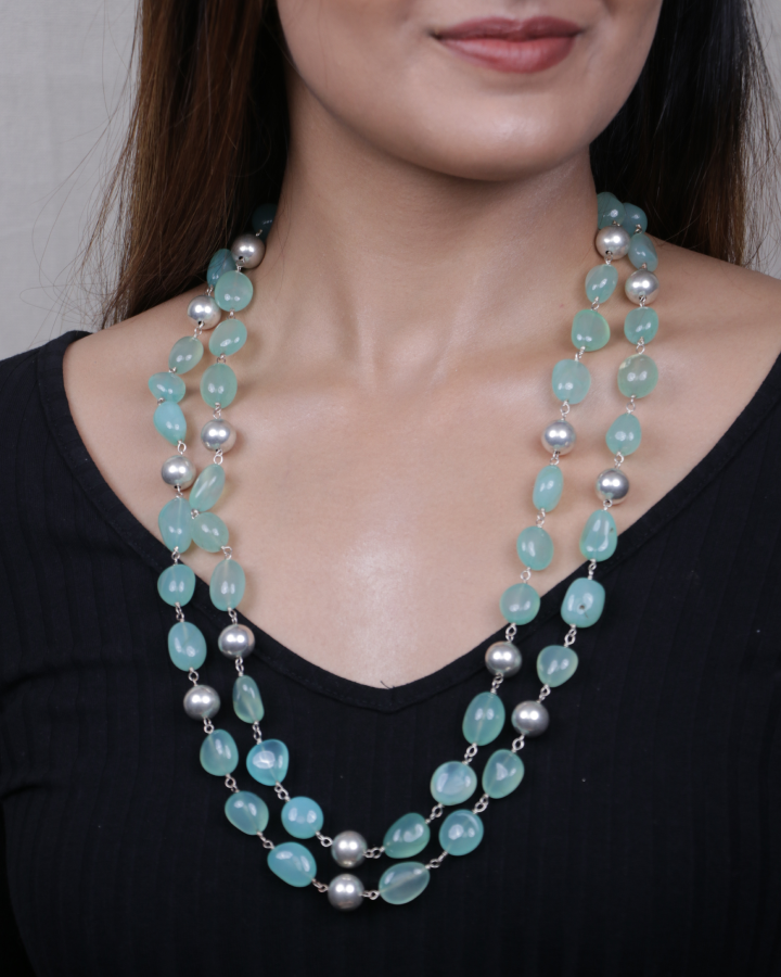 2 Line Green Jade Necklace-Women's fashion jewellery online