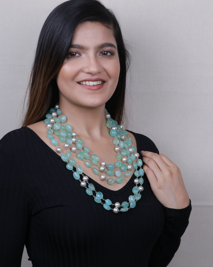 2 Line Green Jade Necklace-Women's fashion jewellery online