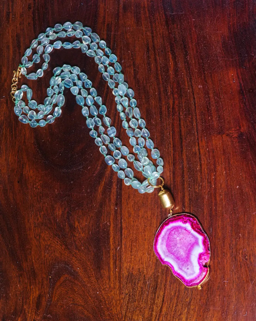 Bold Sea Green Fuschia Earth Necklace