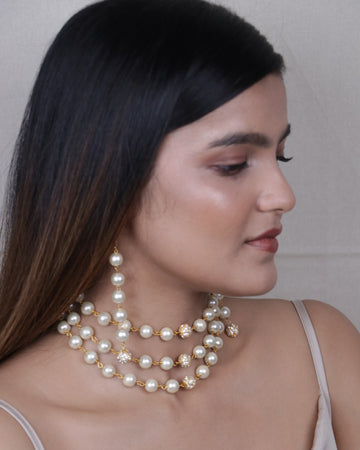 Gorgeous Pearl Crystal Choker Set