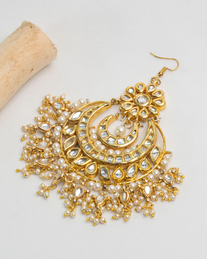 Bahar Kundan Chaandballi Earrings with Mangtika Combo-Women's fashion jewellery online