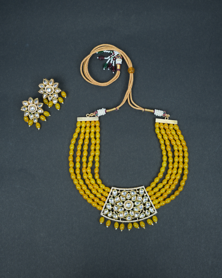Yellow Kundan Choker-Women's fashion jewellery online