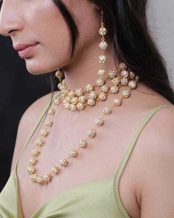 Combo Crystal Bead Choker with Long Chain