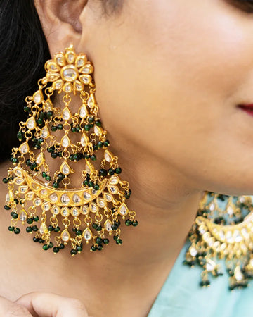 Jade Kundan Long Earrings