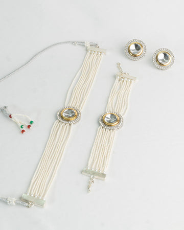 Multistrand Moti Beaded Choker Combo