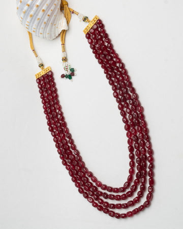 Rose Quartz 4 Lines Bead Necklace