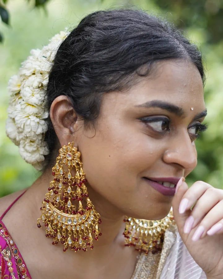 Ruby Kundan Long Earrings