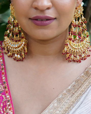 Ruby Kundan Long Earrings