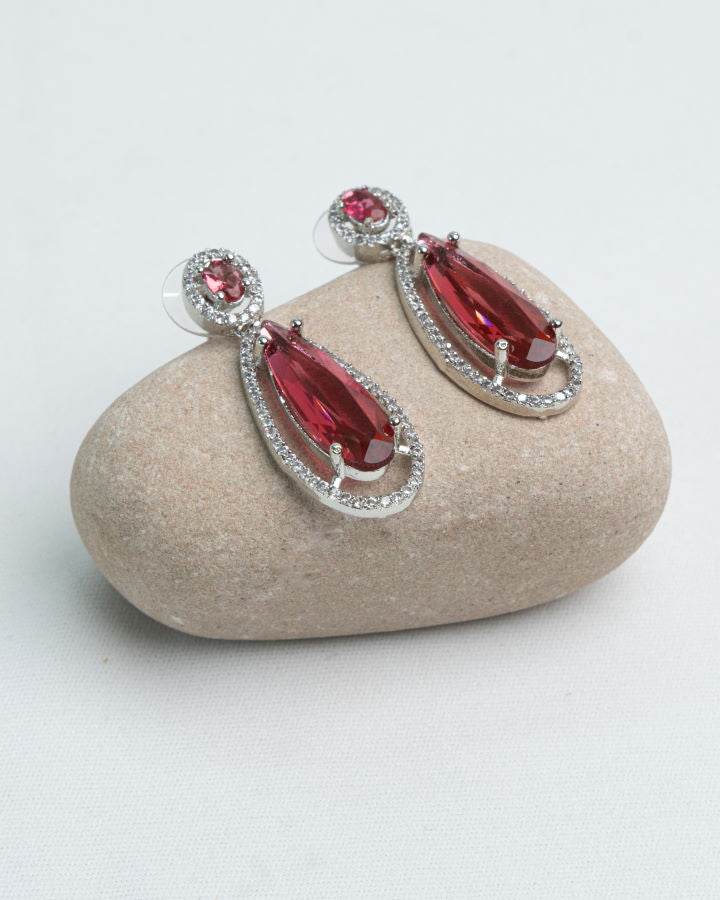 Wine Pink Crystal Earrings