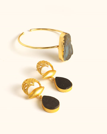 Black Agate Earring With Bracelet-women's fashion jewellery online