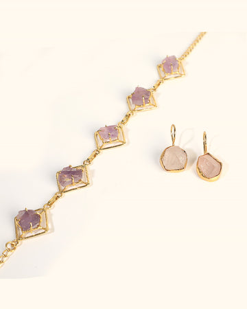Amethyst Quartz Choker With Earrings-Womens fashion jewellery online