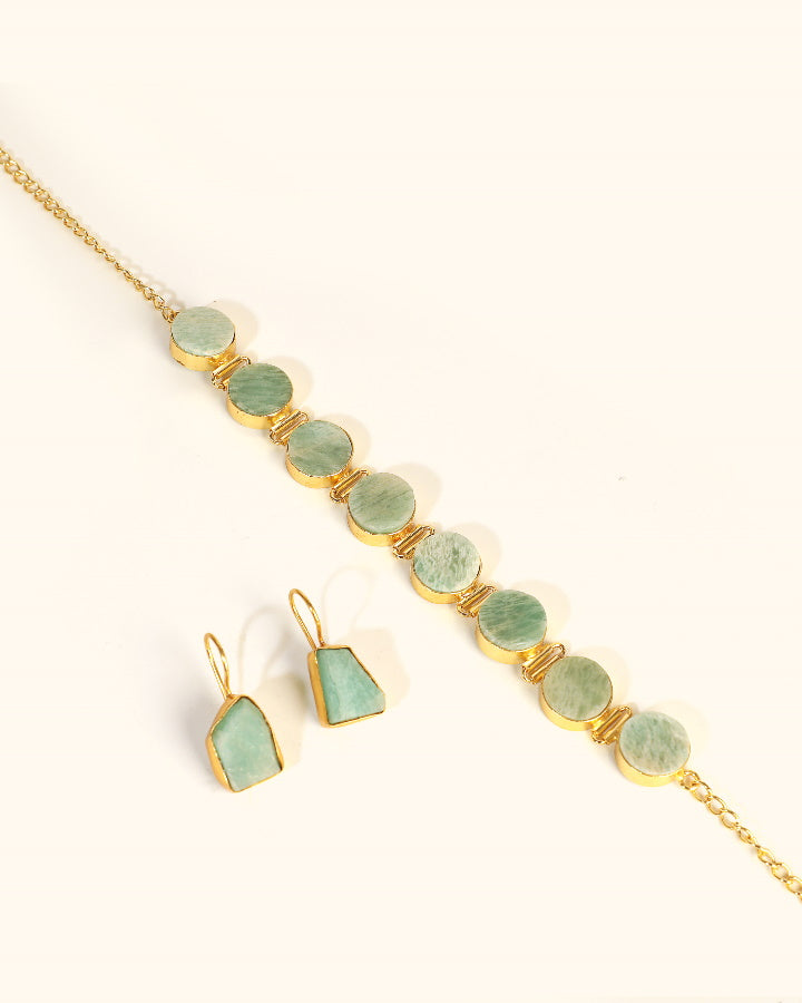 Pastel Agate Choker Paired With Earrings -Women's fashion jewellery online
