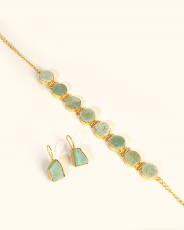 Pastel Agate Choker Paired With Earrings -Women's fashion jewellery online