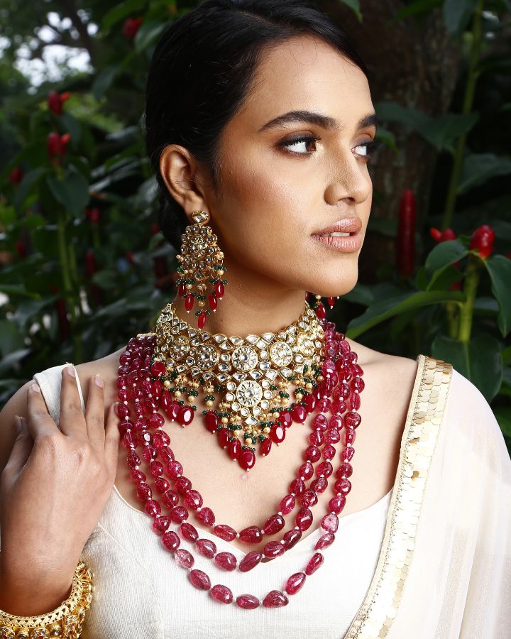 Deep-Red Kundan Bridal Set