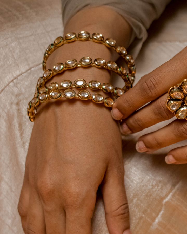 Exquisite Kundan Bangles-Women's fashion jewellery online