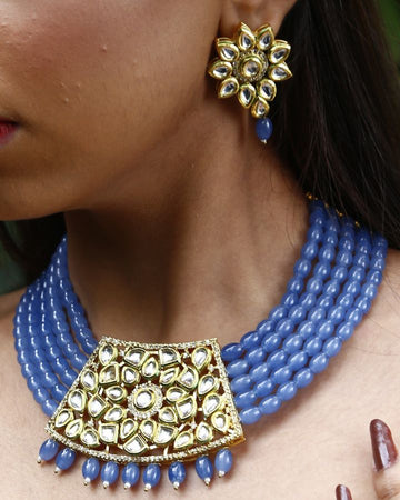 Sky Blue Kundan Choker