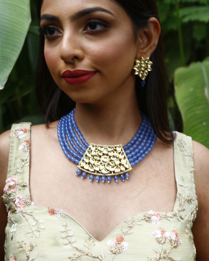 Sky Blue Kundan Choker