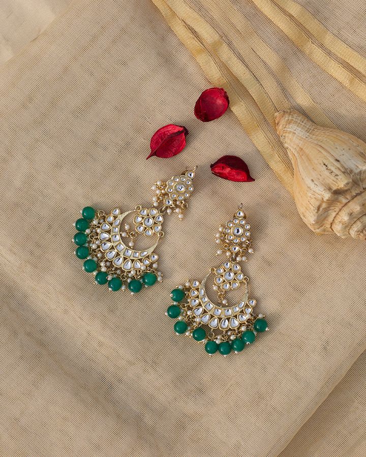 Green Beaded Danglers