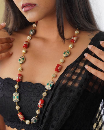 Scarlet Red Single Line Marcasite Necklace-Women's fashion jewellery online 