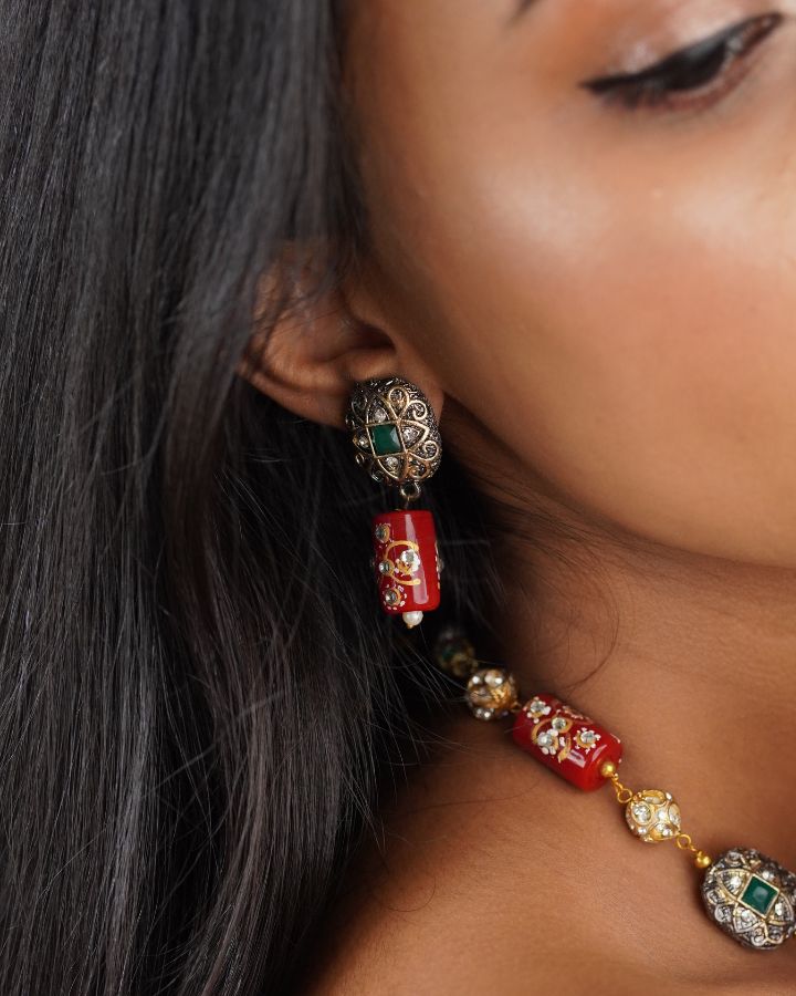 Scarlet Red Single Line Marcasite Necklace-Women's fashion jewellery online