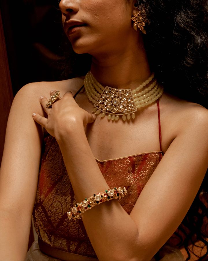 Yellow Kundan Choker-Women's fashion jewellery online