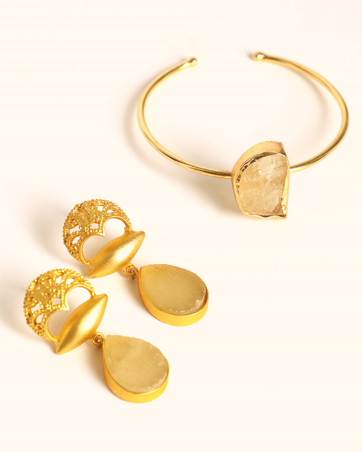 Rose Quartz Bracelet With Earrings-Women's fashion jewellery online