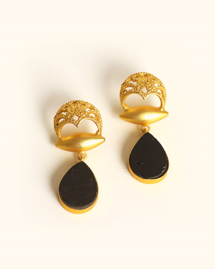 Black Agate Earrings-Women's fashion jewellery online