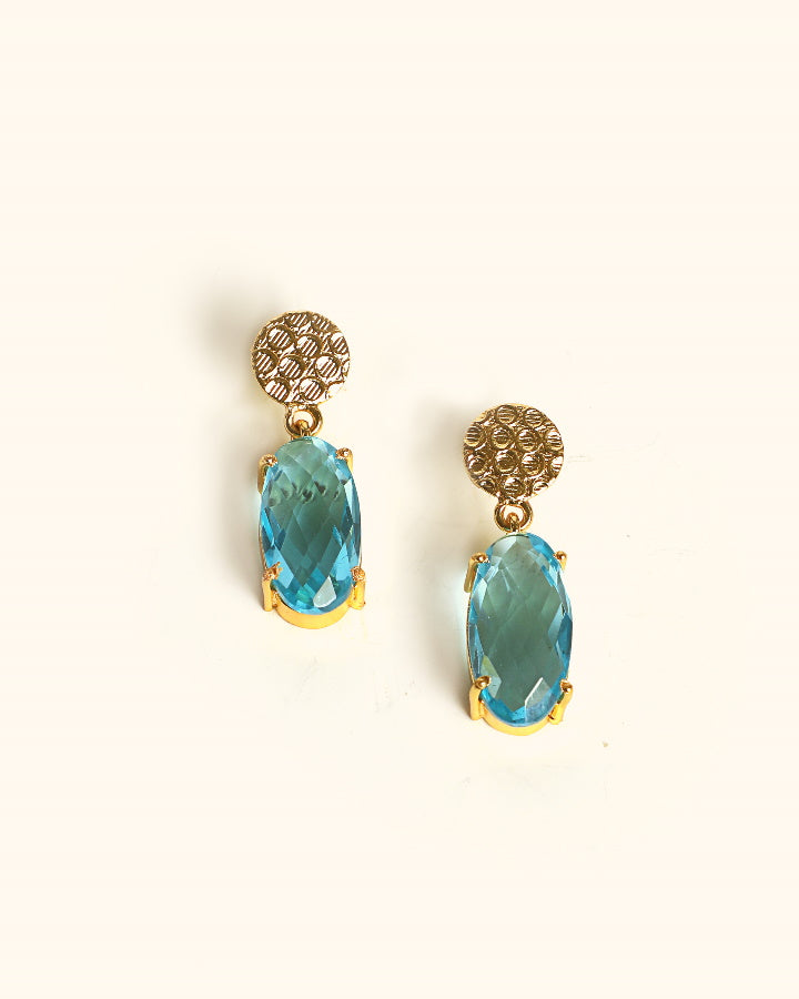 Aqua Blue Crystal Earrings-Women's fashion jewellery online