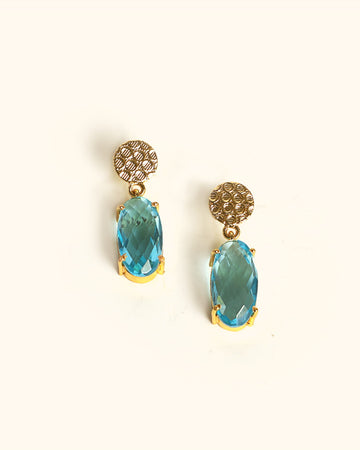 Aqua Blue Crystal Earrings-Women's fashion jewellery online