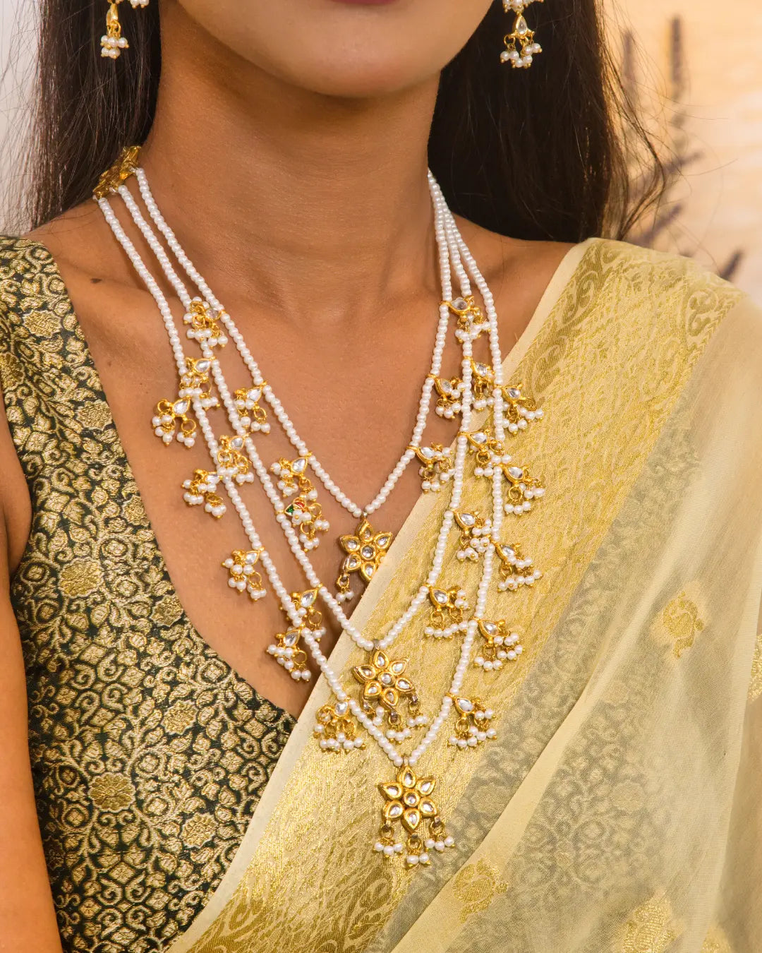 Pearl White Layered Moti Ranihaar