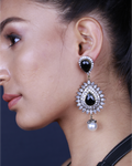 Black Stone Zircon Dangler Earring-women's fashion jewellery online 