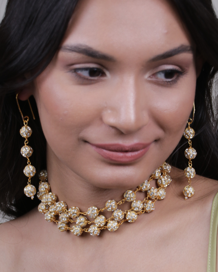 3 Lines Crystal Choker Set-Womens fashion jewellery online