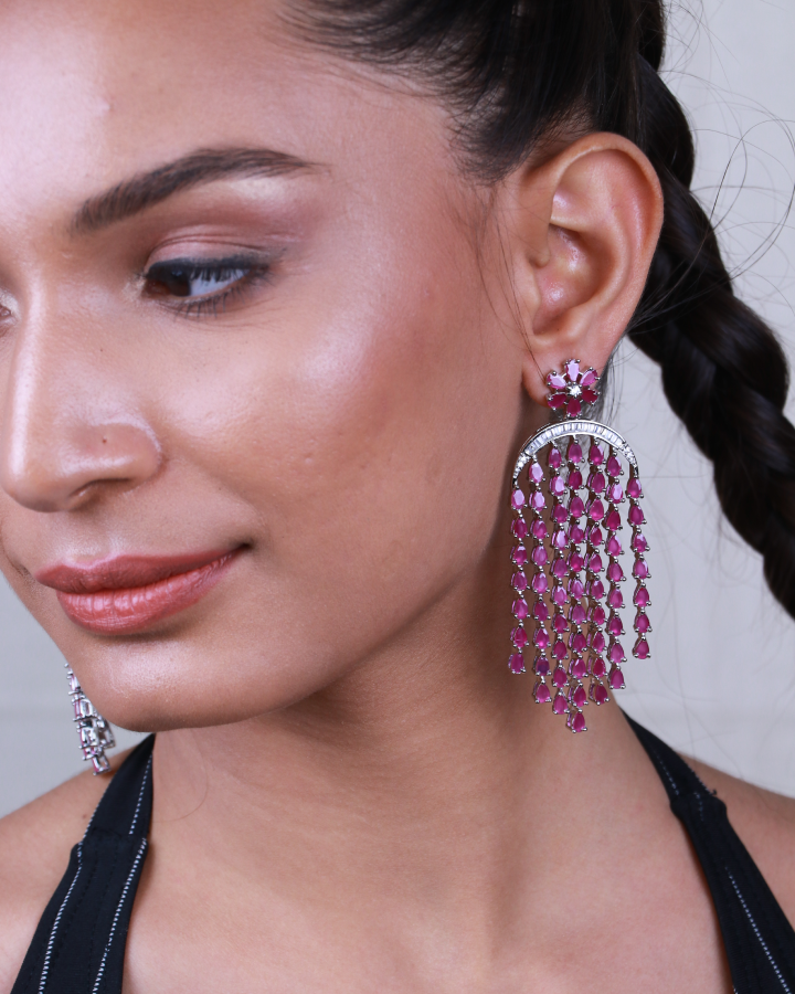 Ruby Chandelier Earrings-Women's fashion jewellery online 