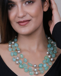 3 Line Green Jade Stone Necklace-womens fashion jewellery online 