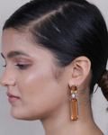 Amber Orange Crystal Long Earring-Women's fashion jewellery online