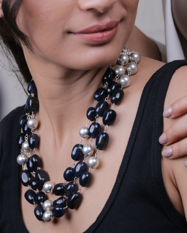 3 Layered Black Jade Necklace-Women's fashion jewellery online